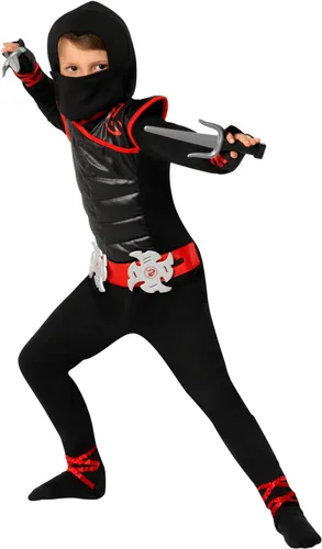 Vista 5 de Morph Deluxe Boys Ninja Costume With Ninjas Toy Accessories, Kids Ninja Costumes, Boy Halloween Costume