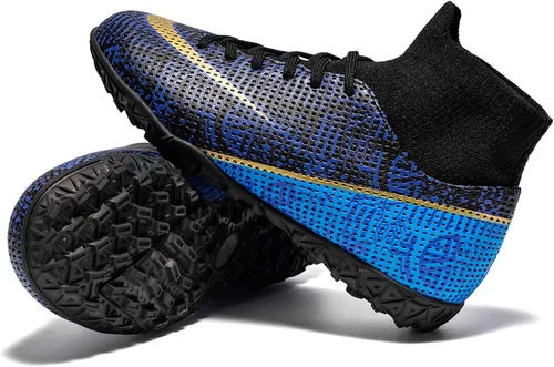 Vista 2 de oTzTTzTo Zapatos de fútbol de césped para niños y niñas, zapatos de fútbol sin cordones