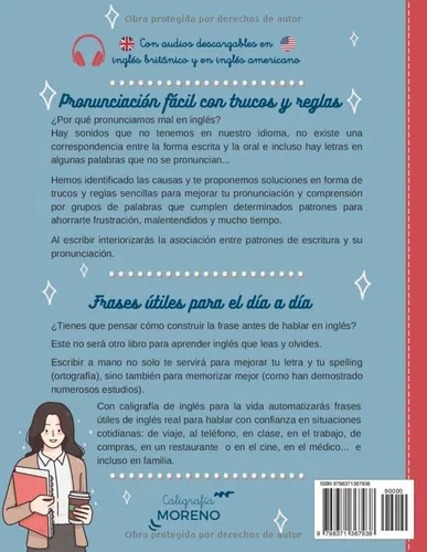 Vista 2 de CALIGRAFÍA DE INGLÉS PARA LA VIDA Pronunciación del inglés fácil y vocabulario y frases útiles con audios para hablar inglés fluido en cualquier