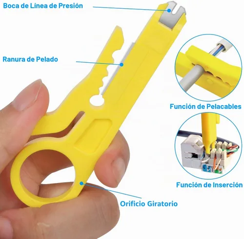 Vista 8 de Kit de Herramienta de Crimpado RJ45 Pass Thru Cat5 Cat5e Cat6 Herramienta de Crimpado RJ45 con 20 Conectores RJ45 Cat6 Pass Through, 20 Cubiertas, 1