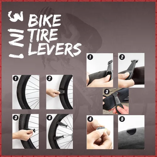 Vista 7 de Kit de herramientas para bicicleta, kit de reparación de bicicleta con mini llave de trinquete con llave de 26 brocas, llave de radios, parches