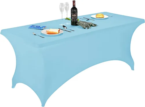 Vista 78 de FORLIFE - Funda de mesa de elastano, mantel ajustado de 4 pies para mesas rectangulares, funda elástica para patio, universal para bodas, banquetes