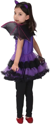 Vista 4 de Disfraz de murciélago para niñas, disfraz de bruja, cosplay, tutú para niños
