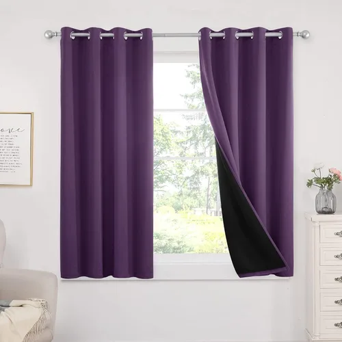 Vista 75 de Deconovo cortinas blackout 100 % con forro totalmente negro con aislamiento térmico de doble capa, oscurecimiento de la habitación, ahorro