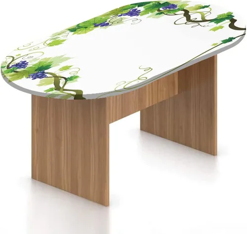 Vista 10 de Mantel ajustable ovalado de poliéster con bordes elásticos azules, detalle de nube blanca en cielo azul claro, protector de mesa ajustable