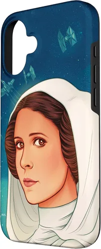 Vista 2 de Funda exclusiva de Star Wars para iPhone 16 con diseño de princesa Leia de Nueva Esperanza