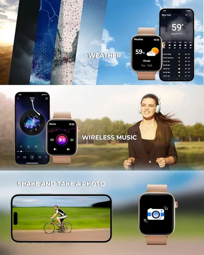 Vista 6 de Reloj inteligente para hombres/mujeres, pantalla táctil AMOLED de 1.85 pulgadas, hacer/responder llamadas, rastreador de fitness con frecuencia