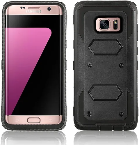 Vista 7 de Asuwish Funda de teléfono para Samsung Galaxy S7, híbrida, resistente, a prueba de golpes, a prueba de caídas, cuerpo completo, resistente Negro