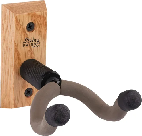Vista 8 de String Swing CC01K-BW Soporte de pared para guitarras acústicas y eléctricas con soporte de pared de nogal negro