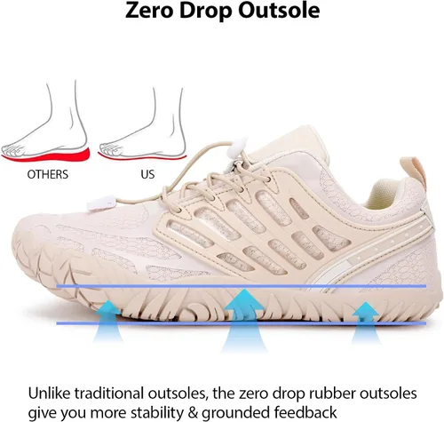 Vista 2 de Zapatos de senderismo para mujer, puntera ancha, cero caída, minimalistas, para entrenamiento, entrenamiento cruzado, senderismo, calzado con tierra