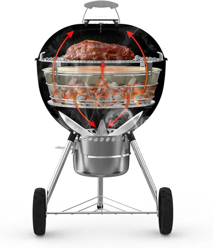 Vista 4 de onlyfire Cesta de ceniza de carbón de acero inoxidable, juego de cámara de combustión de carbón con deflector de calor para parrillas Weber