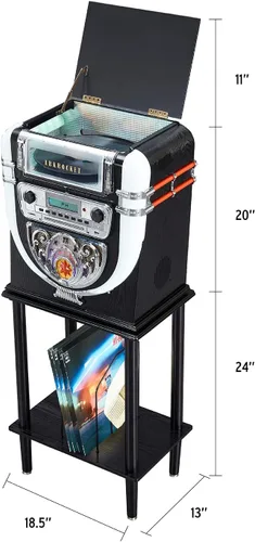 Vista 3 de Arkrocket Boston Jukebox - Sistema de entretenimiento con soporte Bluetooth reproductor de CD FM Radio SD USB