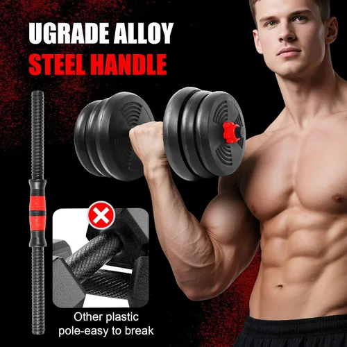 Vista 4 de Adjustable Dumbbells Set, Upgrade Free Weight Set with Connecting Rod, 3 in 1 Dumbbell Set Used as Dumbbells, Barbell, Push Up Stand, Fitness Negro