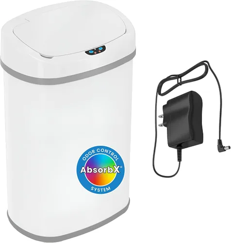 Vista 16 de iTouchless - Cubo de basura con sensor sin contacto y sistema de control de olores, forma ovalada, cubo de 13 galones y acero inoxidable para cocina