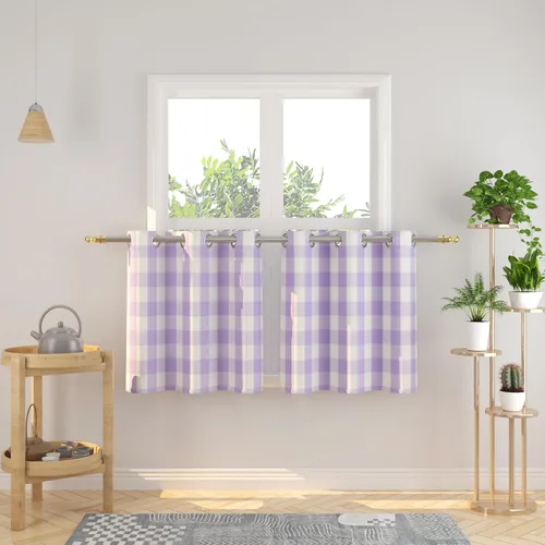 Vista 6 de Cortinas de 24 pulgadas de largo con diseño Buffalo Check Gingham Plaid para ventanas de cocina y baño, tratamiento para ventanas con 2 paneles