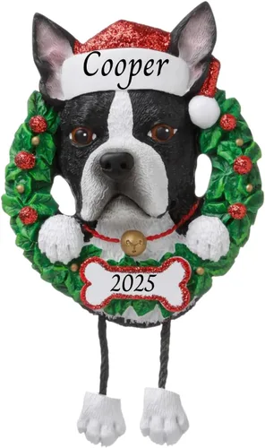Vista 4 de Adornos personalizados para árbol de Navidad 2024 para mascotas – Razas de perros Beagle – Adorno personalizado de Feliz Navidad – Recuerdo