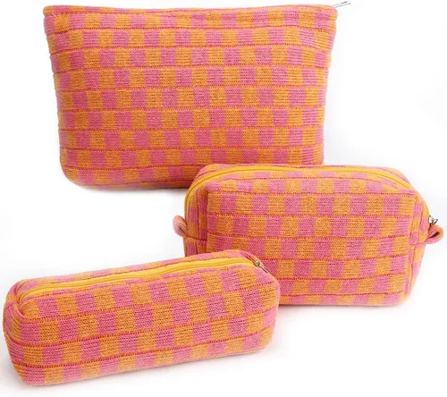 Vista 20 de Juego de 3 bolsas de maquillaje para niñas y mujeres, organizador de viaje, bolsa de aseo de baño, bolsa de almacenamiento de gran capacidad