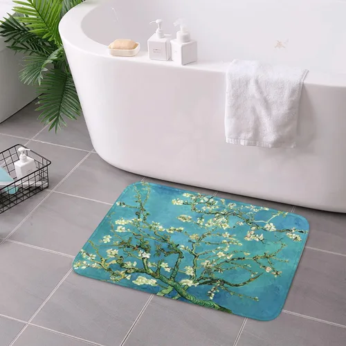 Vista 2 de INVIN ART Van Gogh - Tapete antideslizante para puerta, diseño de ramas con Ramas Con Flor De Almendro