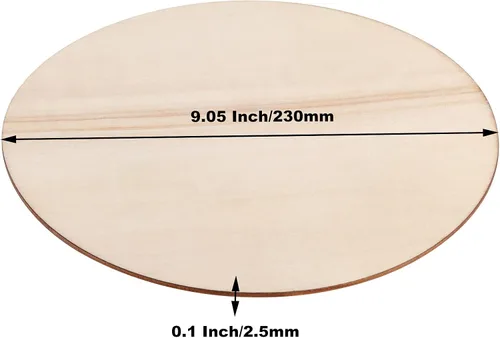 Vista 2 de SHEUTSAN 30 círculos redondos de madera de 9 pulgadas, discos de madera sin terminar de 0.1 pulgadas de grosor, recortes de madera en blanco