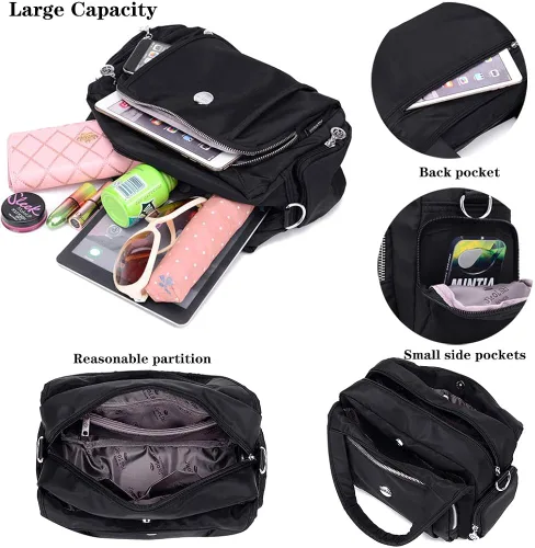 Vista 6 de MINTEGRA Bolso cruzado para mujer, bolso impermeable con múltiples bolsillos de nailon para viajes