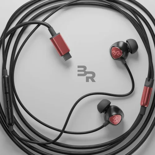Vista 4 de Bolle & Raven Thore - Auriculares USB tipo C Auriculares intrauditivos con cable con micrófono remoto para S21 / S22 / S23 / S24 / S25 Ultra Rojo