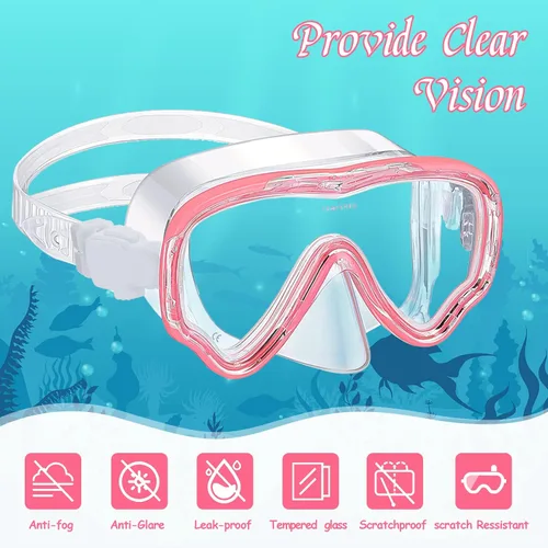 Vista 4 de Yexiya 3 Pack Kid Goggles with Nose Cover Swiming Diving Mask for Kid 3-12 Adjustable Strap Tempered Glass No Leak