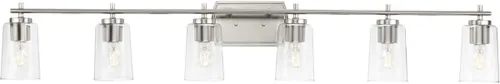 Vista 27 de Progress Lighting Adley Collection - Lámpara de tocador de baño tradicional de cristal transparente, color negro mate