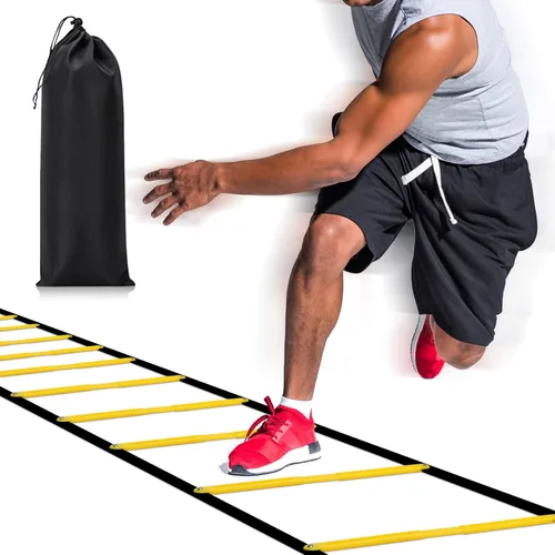 Vista 7 de Happy Jump Escalera de agilidad de 12 peldaños y 20 pies para entrenamiento de velocidad, equipo de entrenamiento deportivo para fútbol, juego