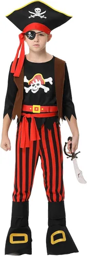 Vista 4 de Pirate Costume for Kids Pirate Role Play Halloween Pirate Dress UP