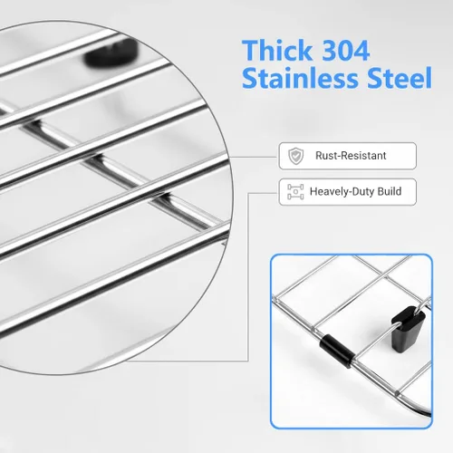 Vista 8 de Protectores de fregadero para fregadero de cocina, 12 x 11 pulgadas, protector de fregadero centrado en rejilla, material de acero inoxidable 304