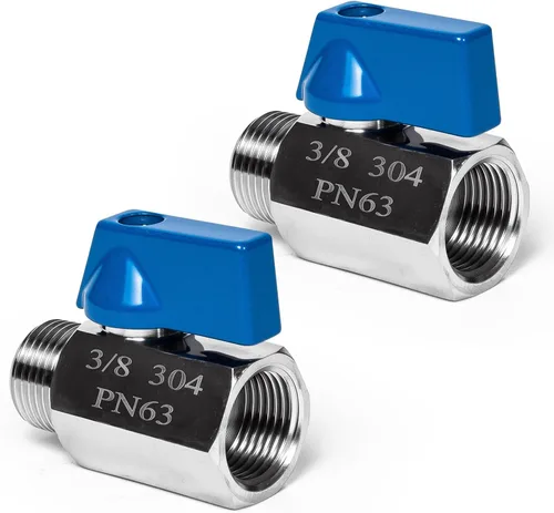 Vista 11 de Paquete de 2 válvulas de bola mini de 1", válvula de cierre de acero inoxidable 304 rosca NPT hembra x macho válvulas pequeñas para espacio compacto