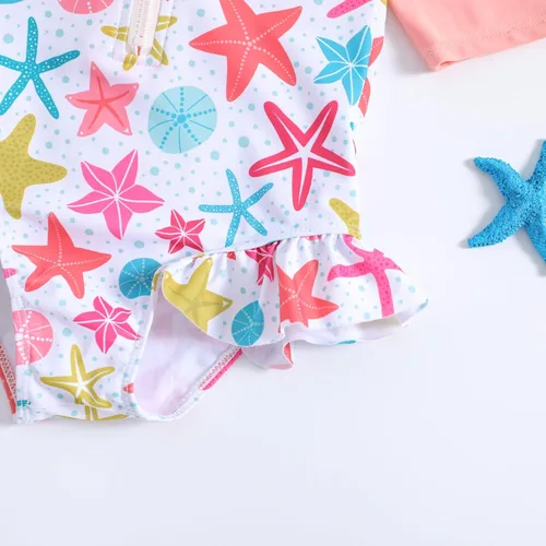 Vista 19 de MERSARIPHY Traje de baño de una pieza para niña pequeña, traje de baño de manga larga, traje de baño para niñas