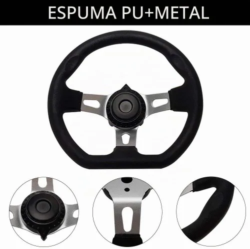 Vista 5 de Volante para Carretera de Tierra 270mm de 3 Radios para Vehículo con Espuma PU Interior para Go Kart de NINEFOX