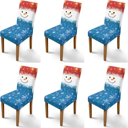 Vista 114 de Rnyleeg Fundas navideñas para sillas de comedor, fundas de asiento de comedor con estampado de campanas brillantes, juego de 1 funda suave y lavable