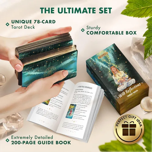 Vista 4 de Wyspell - Cartas de tarot con guía - Wild Reflections - Baraja de tarot Wild Reflections_green (bordes dorados)