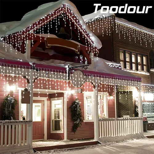 Vista 5 de Toodour Luces de Carámbanos de Navidad para Exteriores, 360 LED 29.5 pies 8 Modos Luces de Hada de Carámbanos en Cadena con 60 Gotas, Luces LED