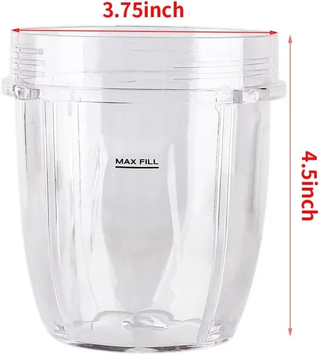 Vista 3 de Paquete de 2 piezas de repuesto con tapa, compatible con Ninja Blender Auto iQ BL480 BL482 BL642 NN102 BL682 BL450 BL2013 (2 12 onzas)