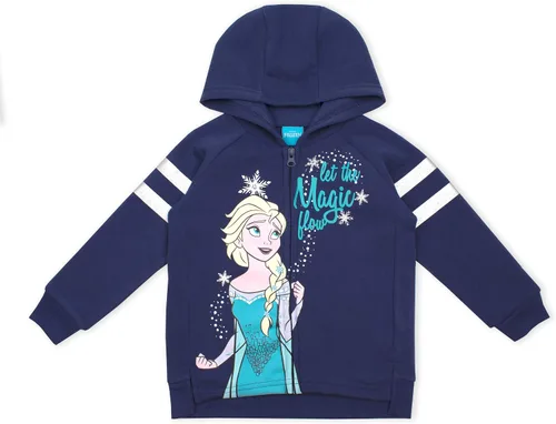 Vista 2 de Disney Frozen Girls - Conjunto de camiseta con capucha y pantalones de leggings con cremallera para niños pequeños y pequeños, blancogrisazul marino