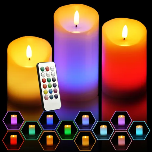 Vista 19 de Velas de té recargables sin llama con temporizador remoto y base de carga, velas LED que funcionan con pilas, velas USB para otoño, boda, Navidad
