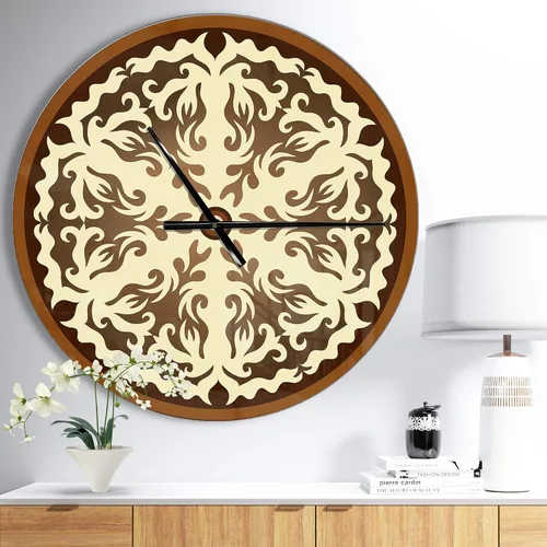 Vista 2 de DesignQ Reloj de pared moderno 'Orienta Chocolate Mandala' Reloj de pared redondo de chocolate para decoración de cocina