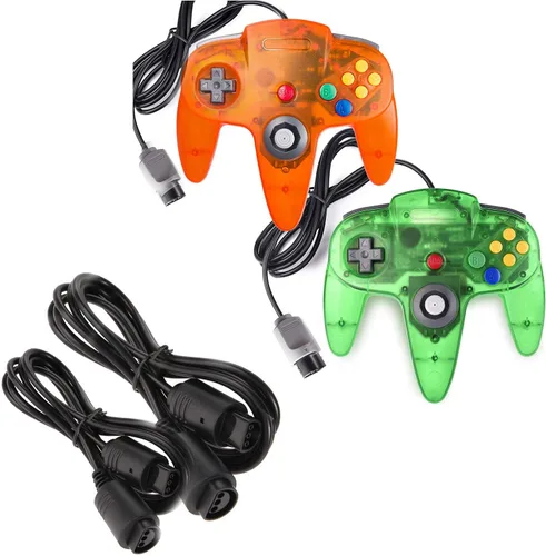 Vista 14 de Paquete de 2 controladores clásicos N64 (negro) con 2 cables de extensión de controlador N64 de 6 pies
