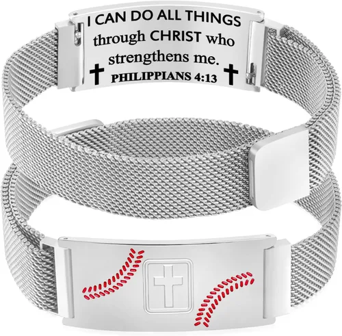 Vista 34 de Regalos de graduación, pulsera de fútbol, fútbol, baloncesto, béisbol, regalos de pulsera, pulseras de cruz de fe para hombres, bautismo, primera