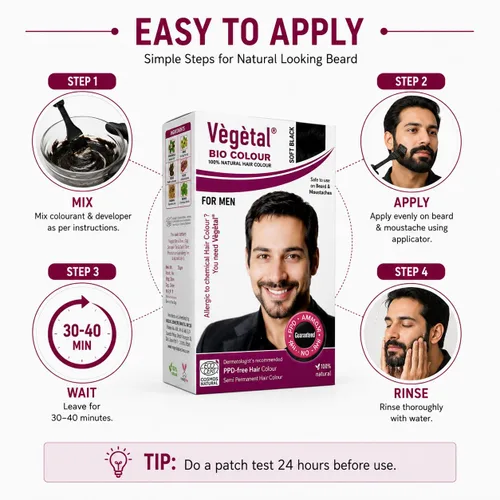 Vista 7 de Vegetal Bio Beard Colour Soft Black 25gm (0.9 Oz) Tinte natural para barba para hombres