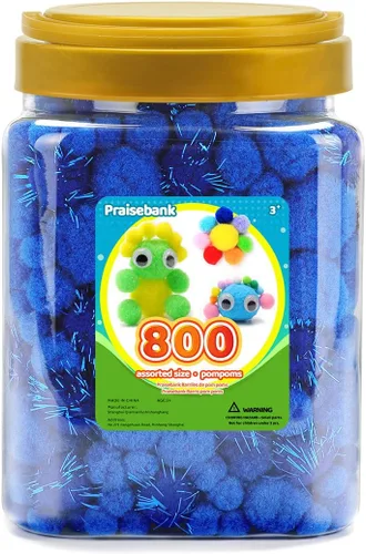 Vista 24 de Praisebank Pompones Negros - 2000 piezas, 1cm, Ideales para Artes y Manualidades, Bolas de Pompón en Frasco