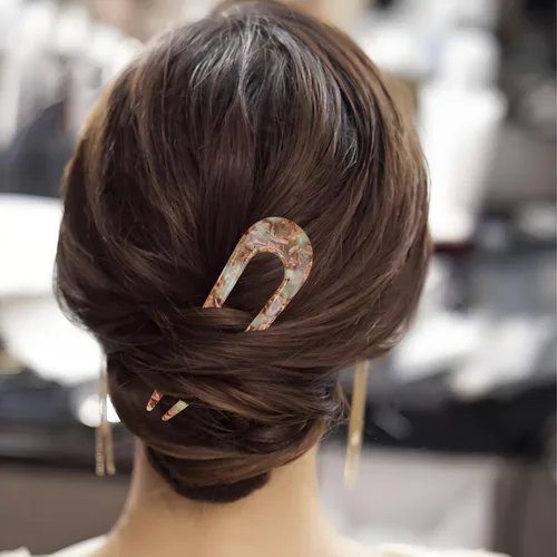 Vista 5 de Horquilla de pelo en forma de U Blue French Hair Pin para bollos Accesorios de peinado