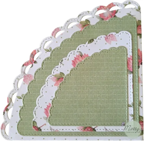 Vista 3 de Matty's Crafting Joy Juego de 4 troqueles de bolsillo esquinero cosido, troqueles festoneados, troqueles de corte de metal anidados grandes