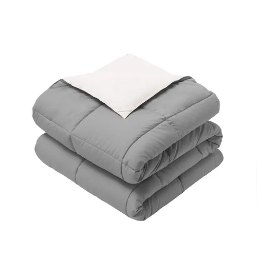 Vista 7 de Edredón reversible hipoalergénico con plumón alternativo, manta de calor medio, Azul/Blanco