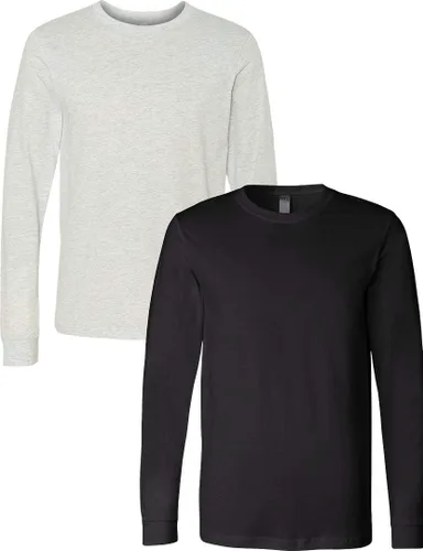 Vista 52 de Canvas Filmore 3501 - Camiseta de 4.2 onzas para hombre manga larga (1) Ceniza + (1) Jaspeado atlético