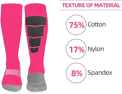 Vista 7 de ZEPOHCK Calcetines deportivos de fútbol para niños, 2 pares de calcetines altos hasta la rodilla para niños y niñas para zapatos de talla 3-6.5
