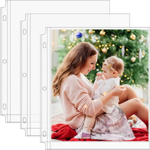 Vista 14 de MaxGear Paquete de 30 fundas de fotos de 3.5 x 5 para carpeta de 3 anillos (240 imágenes), protectores de páginas de archivo de alta resistencia
